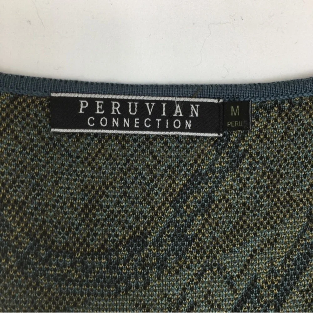 Peruvian Connection Kashmiri Paisley Sweater Dress Size M Green Pima Cotton - Picture 6 of 13